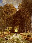Jules Joseph Augustin Laurens Equestrienne on a Woodland Lane painting